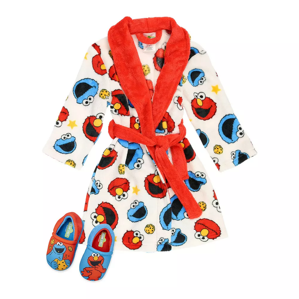 Toddler Sesame Street Elmo & Cookie Monster Robe & Slipper Set Kohl's