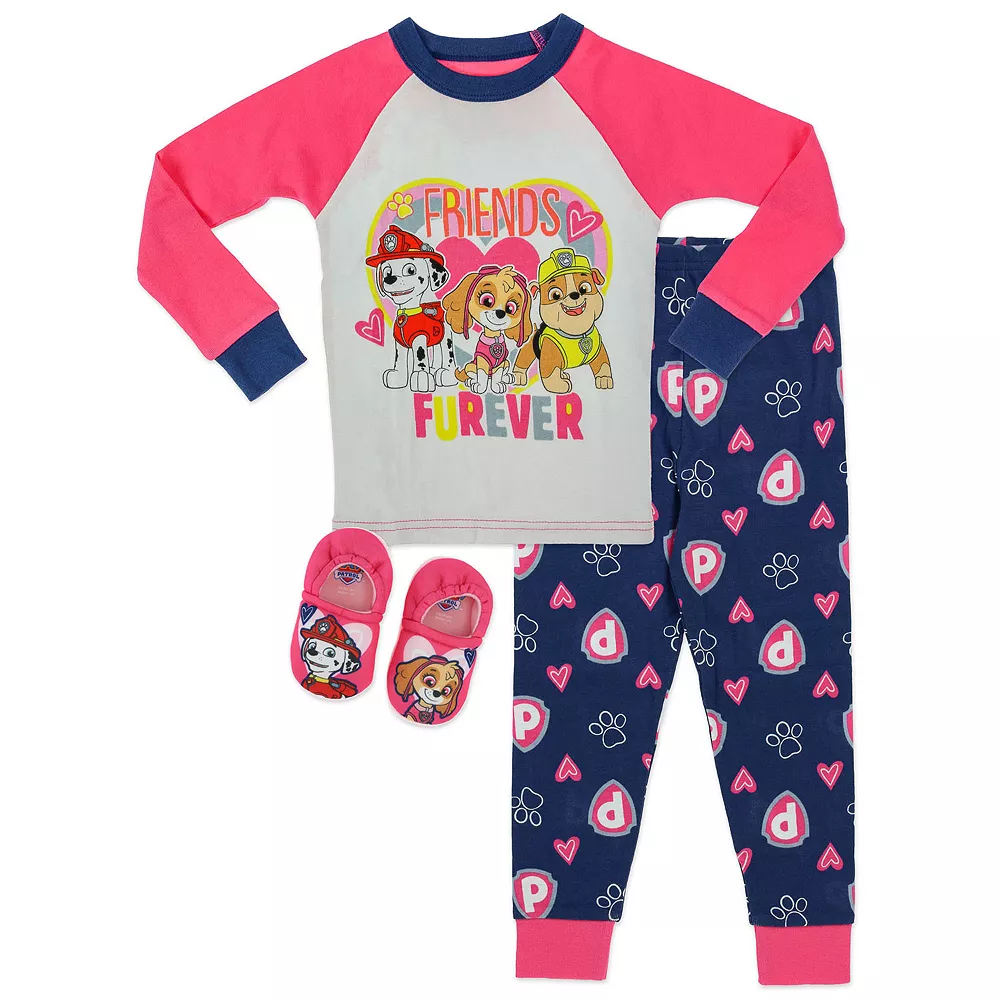 Toddler Girl PAW Patrol Pajamas & Slippers Set 1 Toddler Girl PAW Patrol Pajamas & Slippers Set