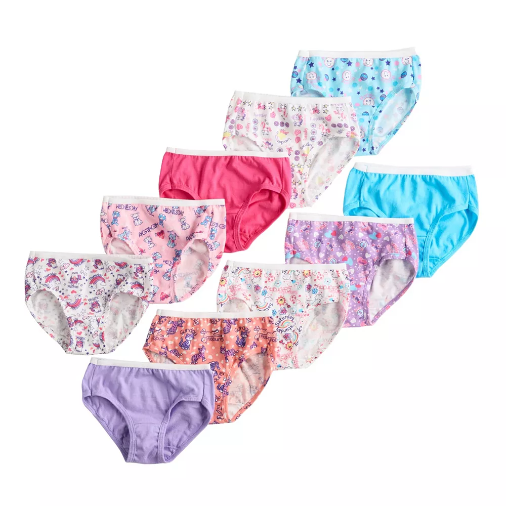 Toddler Girls' Hanes Ultimate® 10-Pack Days of the Week Cotton Briefs 1 Toddler Girls' Hanes Ultimate® 10-Pack Days of the Week Cotton Briefs