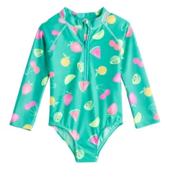 Toddler Girl Jumping Beans® Printed One-Piece Long Sleeve Swimsuit -Kohl's Sales Store 5356226 Mint Fruit