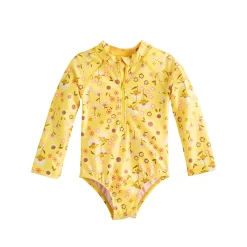 Toddler Girl Jumping Beans® Printed One-Piece Long Sleeve Swimsuit -Kohl's Sales Store 5356226 Yellow Floral