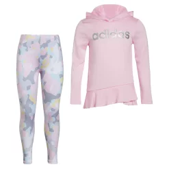 Toddler Girl adidas Curved Hooded Top & Leggings Set