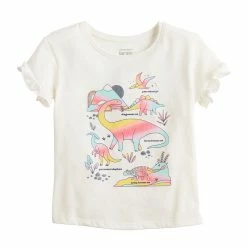 Toddler Girl Jumping Beans® Ruffle Sleeve Tee -Kohl's Sales Store 5582721 Dinosaur Ivory