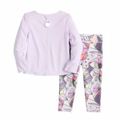 Toddler Girl Jumping Beans® Active Long Sleeve Keyhole Tee & Printed Leggings Set -Kohl's Sales Store 5585390 ALT