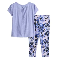 Toddler Girl Jumping Beans® Active Short Sleeve Keyhole Tee & Printed Leggings Set -Kohl's Sales Store 5585391 ALT