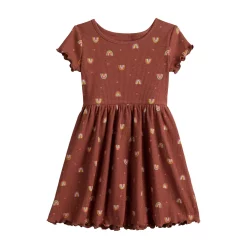 Toddler Girl Jumping Beans® Short Sleeve Ribbed Skater Dress -Kohl's Sales Store 5587476 Rust Rainbows