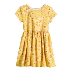 Toddler Girl Jumping Beans® Short Sleeve Printed Skater Dress -Kohl's Sales Store 5587478 Floral Yellow