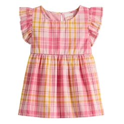Toddler Girl Jumping Beans® Flutter Sleeve Baby Doll Top -Kohl's Sales Store 5587610 Pink Plaid