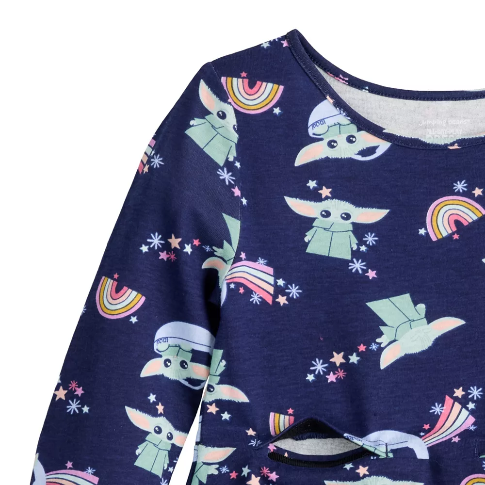 Toddler Girl Jumping Beans® The Mandalorian Grogu aka Baby Yoda Adaptive Sensory Friendly, Abdominal Access, & Easy Dressing Long Sleeve Skater Dress 2 Toddler Girl Jumping Beans® The Mandalorian Grogu aka Baby Yoda Adaptive Sensory Friendly, Abdominal Access, & Easy Dressing Long Sleeve Skater Dress - Image 2