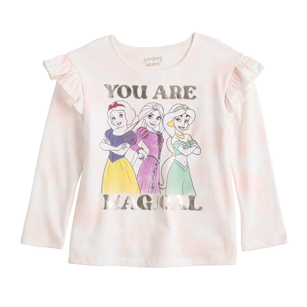 Toddler Girl Disney Princesses Adaptive Easy Dressing & Abdominal Access Ruffle Shoulder Tee by Jumping Beans® 1 Toddler Girl Disney Princesses Adaptive Easy Dressing & Abdominal Access Ruffle Shoulder Tee by Jumping Beans®