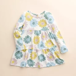 Girls 4-8 Little Co. by Lauren Conrad Organic Long-Sleeve Tiered Dress -Kohl's Sales Store 5611758 Ivory Large Floral
