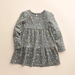 Baby & Toddler Girl Little Co. by Lauren Conrad Organic Long-Sleeve Tiered Dress -Kohl's Sales Store 5611835 Charcoal Ditsy Floral