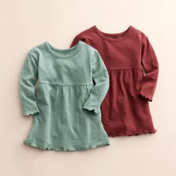 Girls 4-8 Little Co. by Lauren Conrad 2-Pack Organic Dresses -Kohl's Sales Store 5613234 Ocean Green Maroon