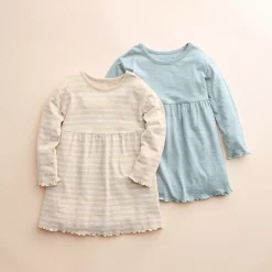 Baby & Toddler Little Co. by Lauren Conrad 2-Pack Organic Dresses -Kohl's Sales Store 5613376 Blue Khaki Stripe