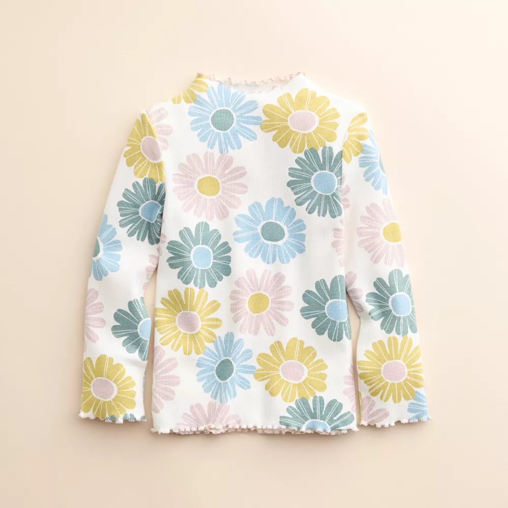 Baby & Toddler Girl Little Co. by Lauren Conrad Organic Lettuce-Edge Print Mockneck Top 2 Baby & Toddler Girl Little Co. by Lauren Conrad Organic Lettuce-Edge Print Mockneck Top - Image 2