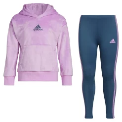 Toddler Girl adidas 2-Piece Silken Fleece Hooded Pullover & Leggings Set
