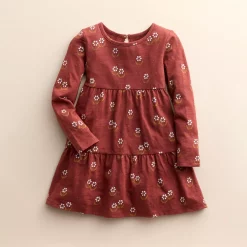Baby & Toddler Little Co. by Lauren Conrad Organic Tiered Dress -Kohl's Sales Store 5710090 Maroon Folk Floral