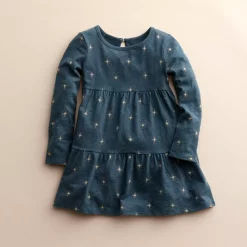Baby & Toddler Little Co. by Lauren Conrad Organic Tiered Dress -Kohl's Sales Store 5710090 Navy Star Print
