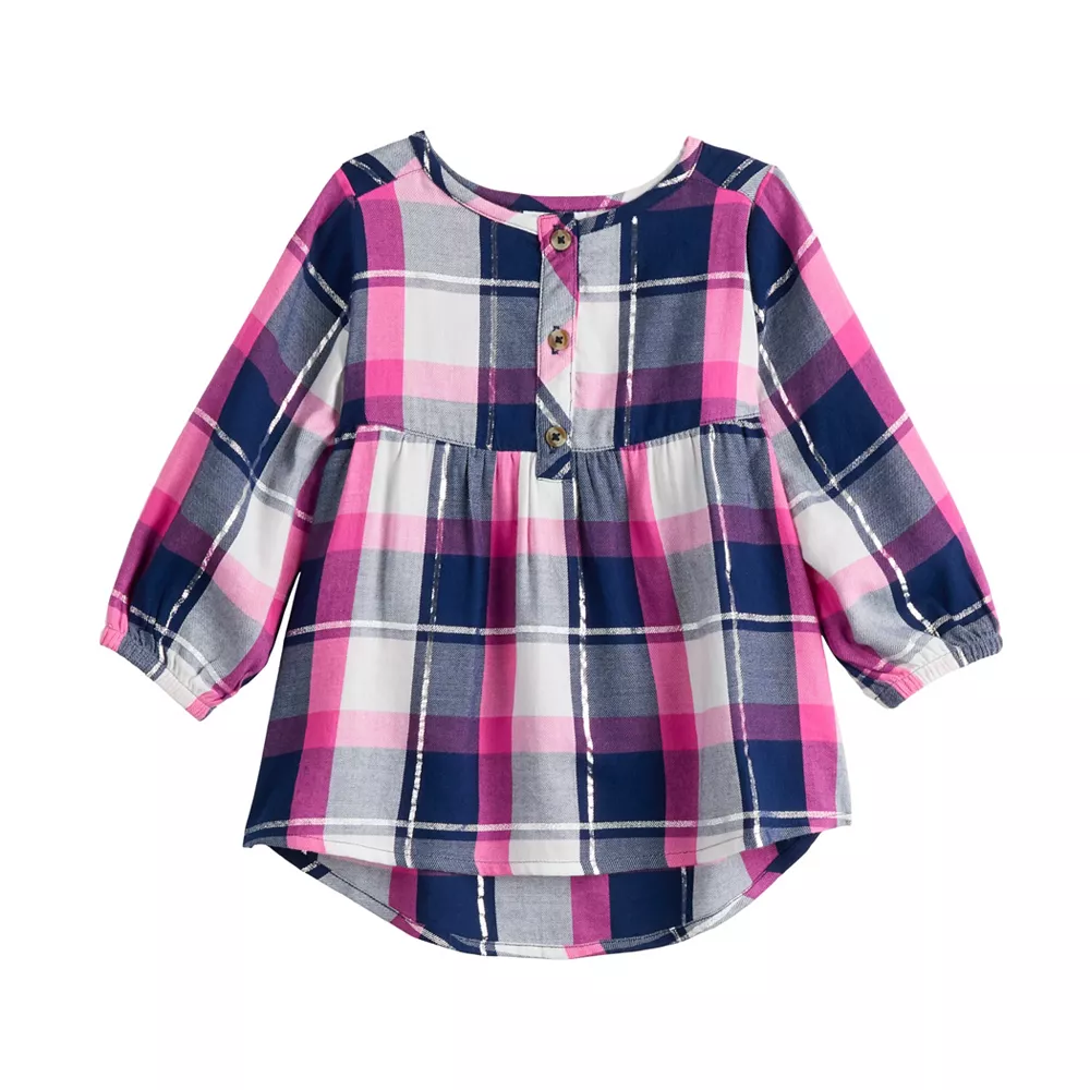 Toddler Girl Jumping Beans® High-Low Flannel Babydoll Top 2 Toddler Girl Jumping Beans® High-Low Flannel Babydoll Top - Image 2