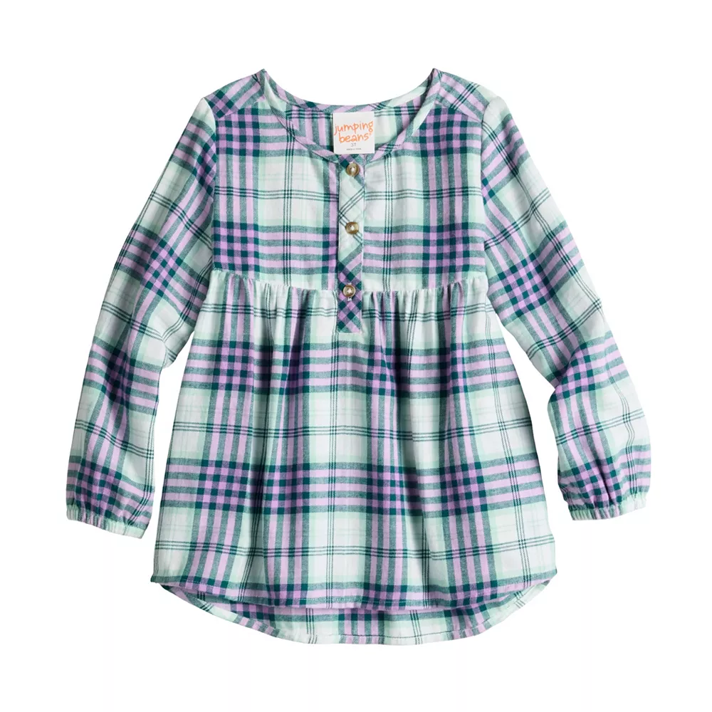 Toddler Girl Jumping Beans® High-Low Flannel Babydoll Top 3 Toddler Girl Jumping Beans® High-Low Flannel Babydoll Top - Image 3