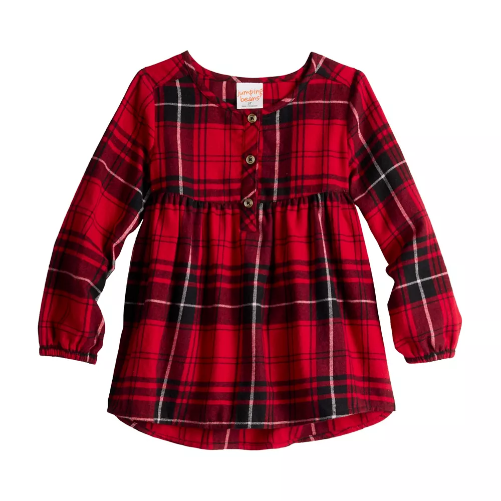 Toddler Girl Jumping Beans® High-Low Flannel Babydoll Top 4 Toddler Girl Jumping Beans® High-Low Flannel Babydoll Top - Image 4