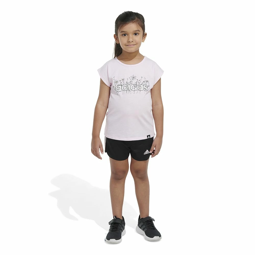 Toddler Girl Adidas Graphic Tee & Mesh Short Set 3 Toddler Girl Adidas Graphic Tee & Mesh Short Set - Image 3