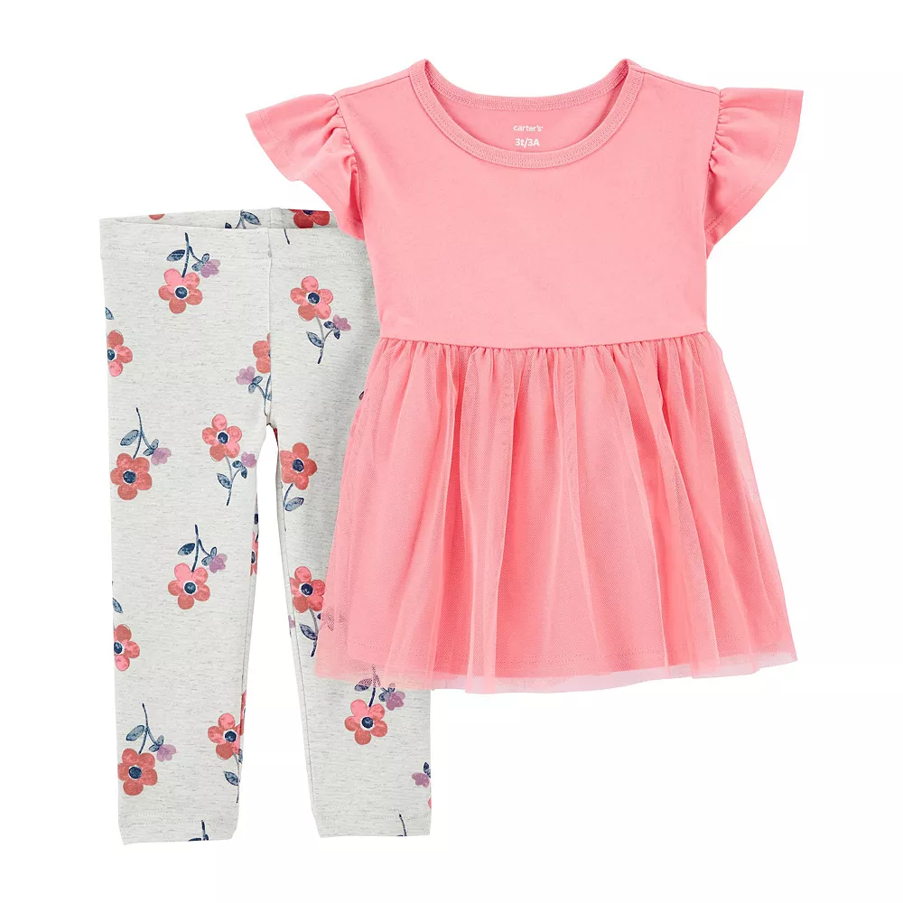 Baby Girl Carter's 2-Piece Tulle Peplum Top & Legging Set 1 Baby Girl Carter's 2-Piece Tulle Peplum Top & Legging Set