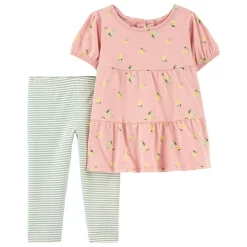 Toddler Girl Carter's 2-Piece Floral Tiered Top & Legging Set