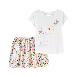 Toddler Girl Carter's 2-Piece Bunny Tee & Floral Skort Set