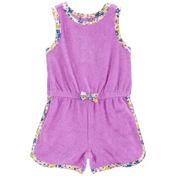 Baby Girl Carter's Floral-Trim Terry Romper