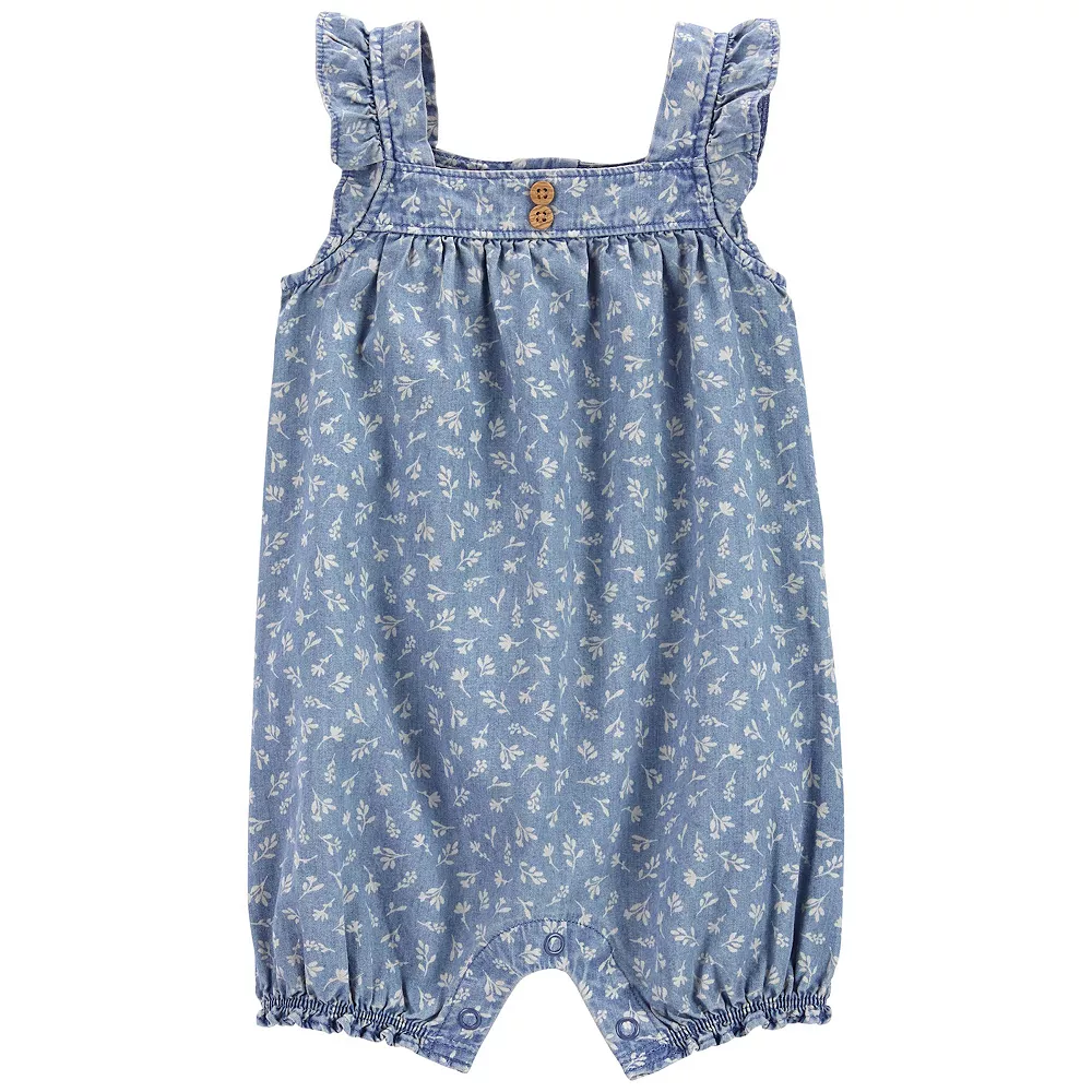 Baby Girl Carter's Floral Chambray Romper 1 Baby Girl Carter's Floral Chambray Romper