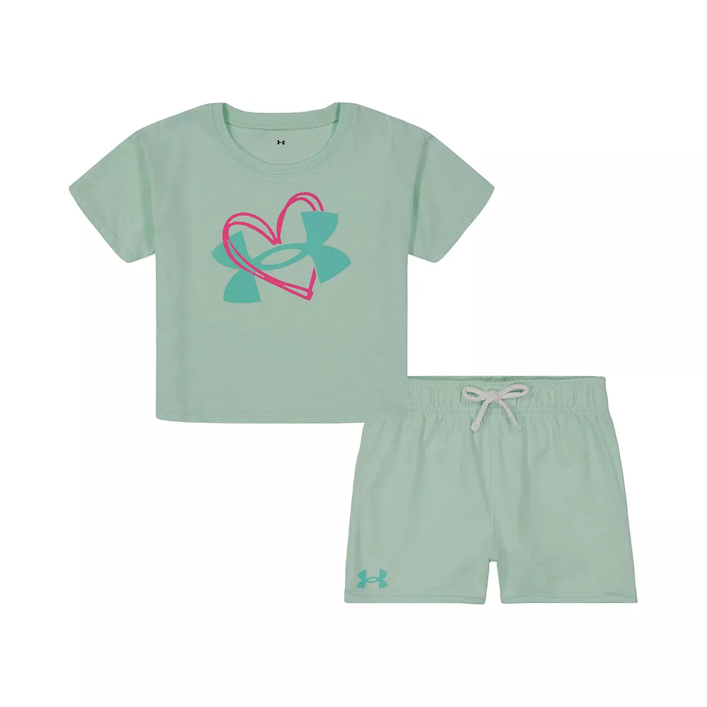 Toddler Girl Under Armour Jersey Logo Tee & Shorts Set 1 Toddler Girl Under Armour Jersey Logo Tee & Shorts Set