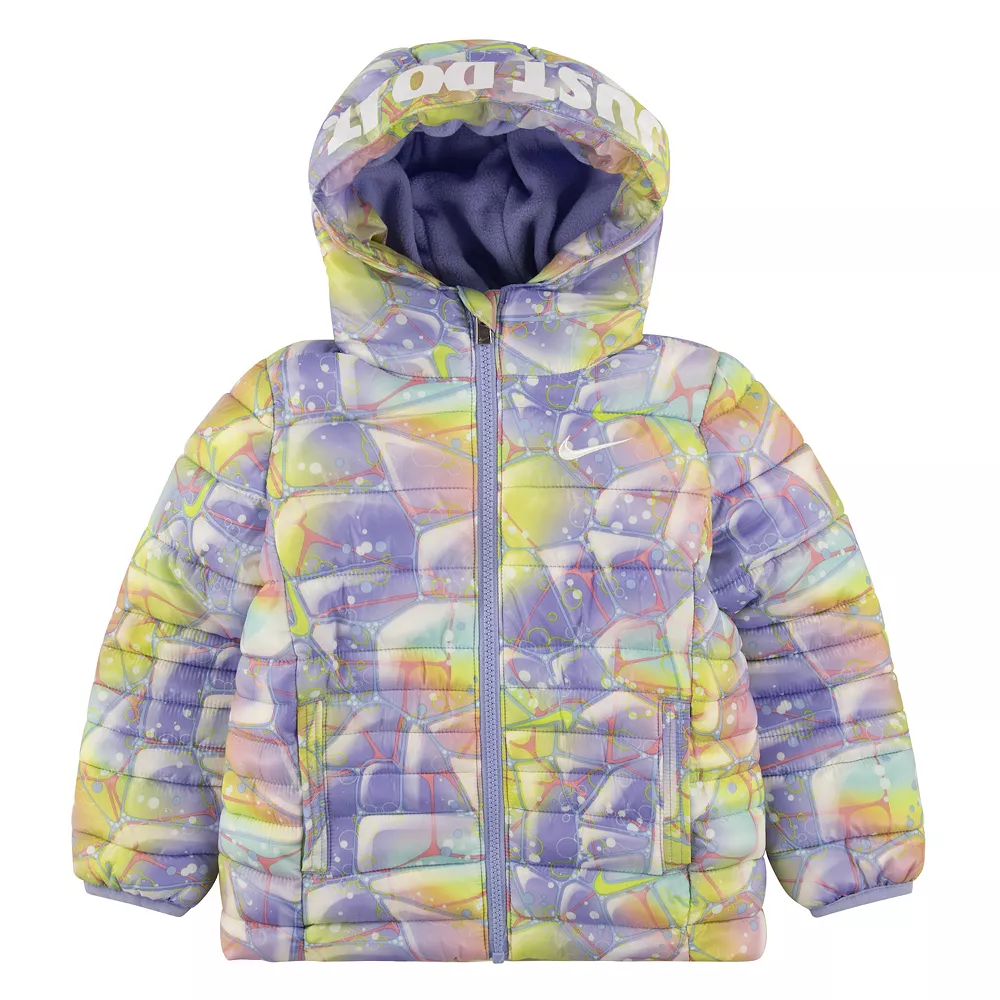 Toddler Girl Nike "Just Do It." Printed Puffer Jacket 1 Toddler Girl Nike "Just Do It." Printed Puffer Jacket