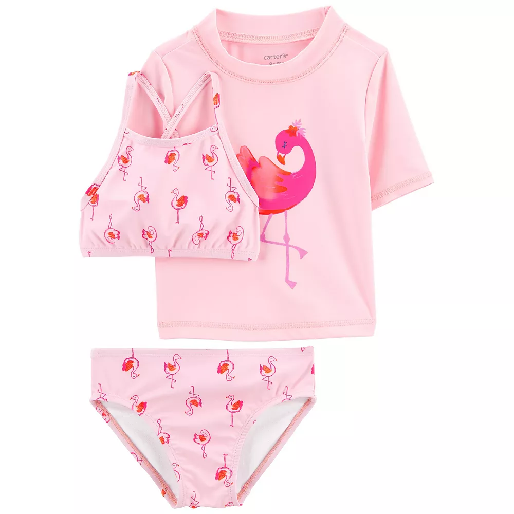 Toddler Girl 3-Piece Rash Guard & Swimsuit Set 1 Toddler Girl 3-Piece Rash Guard & Swimsuit Set