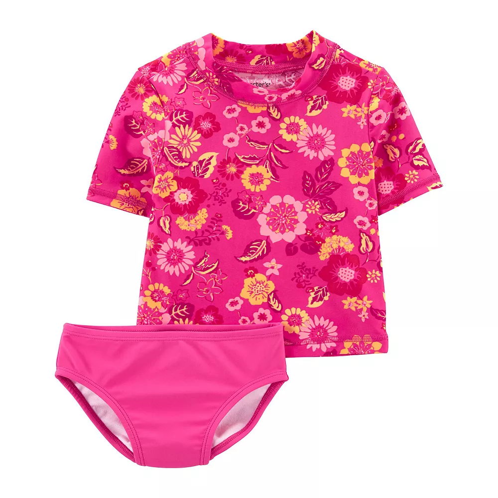 Toddler Girl Carter's Floral 2-Piece Rashguard Set 1 Toddler Girl Carter's Floral 2-Piece Rashguard Set