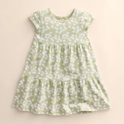 Baby & Toddler Girl Little Co. by Lauren Conrad Organic Short-Sleeve Tiered Dress -Kohl's Sales Store 5814334 Moss Green Ditsy Daisy