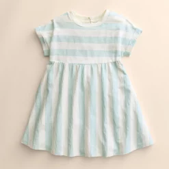 Baby & Toddler Girl Little Co. by Lauren Conrad Organic Dolman Dress -Kohl's Sales Store 5814335 Soft Blue Ivory Stripe
