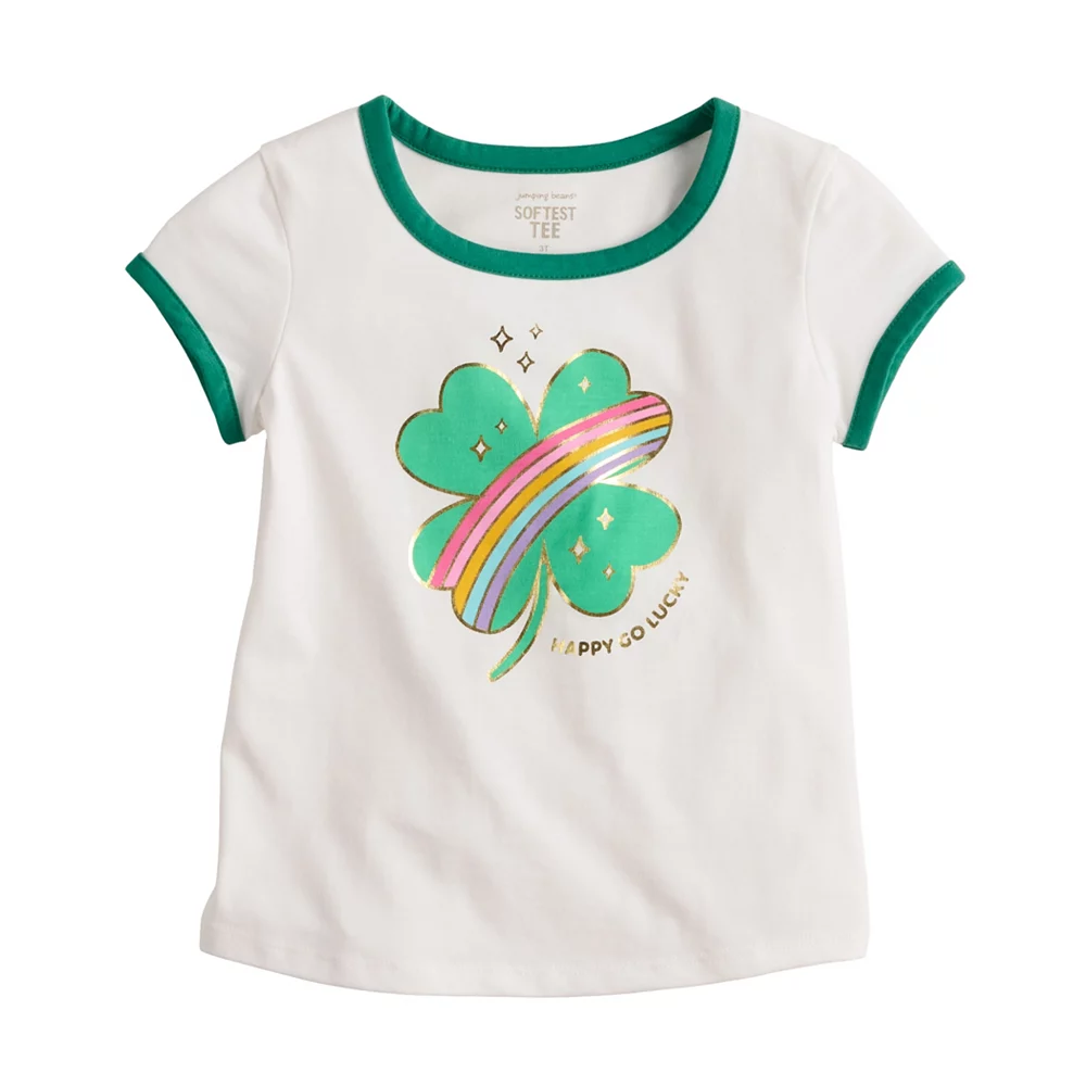 Toddler Girl Jumping Beans® "Happy Go Lucky" Shamrock Tee 1 Toddler Girl Jumping Beans® "Happy Go Lucky" Shamrock Tee