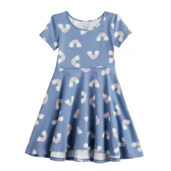 Toddler Girl Jumping Beans® Adaptive Hi-Low Skater Dress -Kohl's Sales Store 5842618 Blue Rainbow