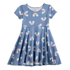 Toddler Girl Jumping Beans® Adaptive Hi-Low Skater Dress 6 Toddler Girl Jumping Beans® Adaptive Hi-Low Skater Dress -Kohl's Sales Store 5842623 Blue Rainbow
