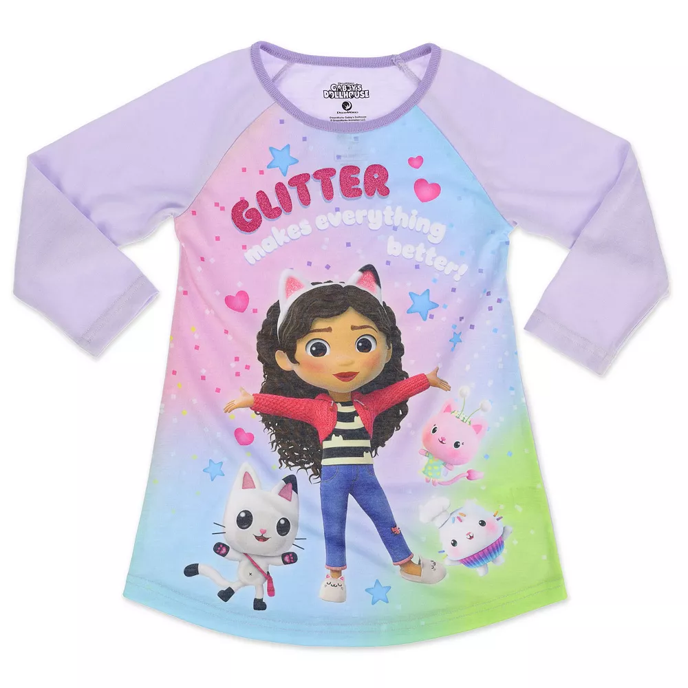 Toddler Girl Gabby's Dollhouse Raglan Sleeve Nightgown 1 Toddler Girl Gabby's Dollhouse Raglan Sleeve Nightgown