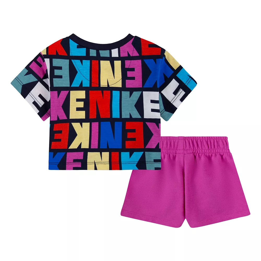 Baby Girl Nike Word Print Tee & Shorts Set 2 Baby Girl Nike Word Print Tee & Shorts Set - Image 2