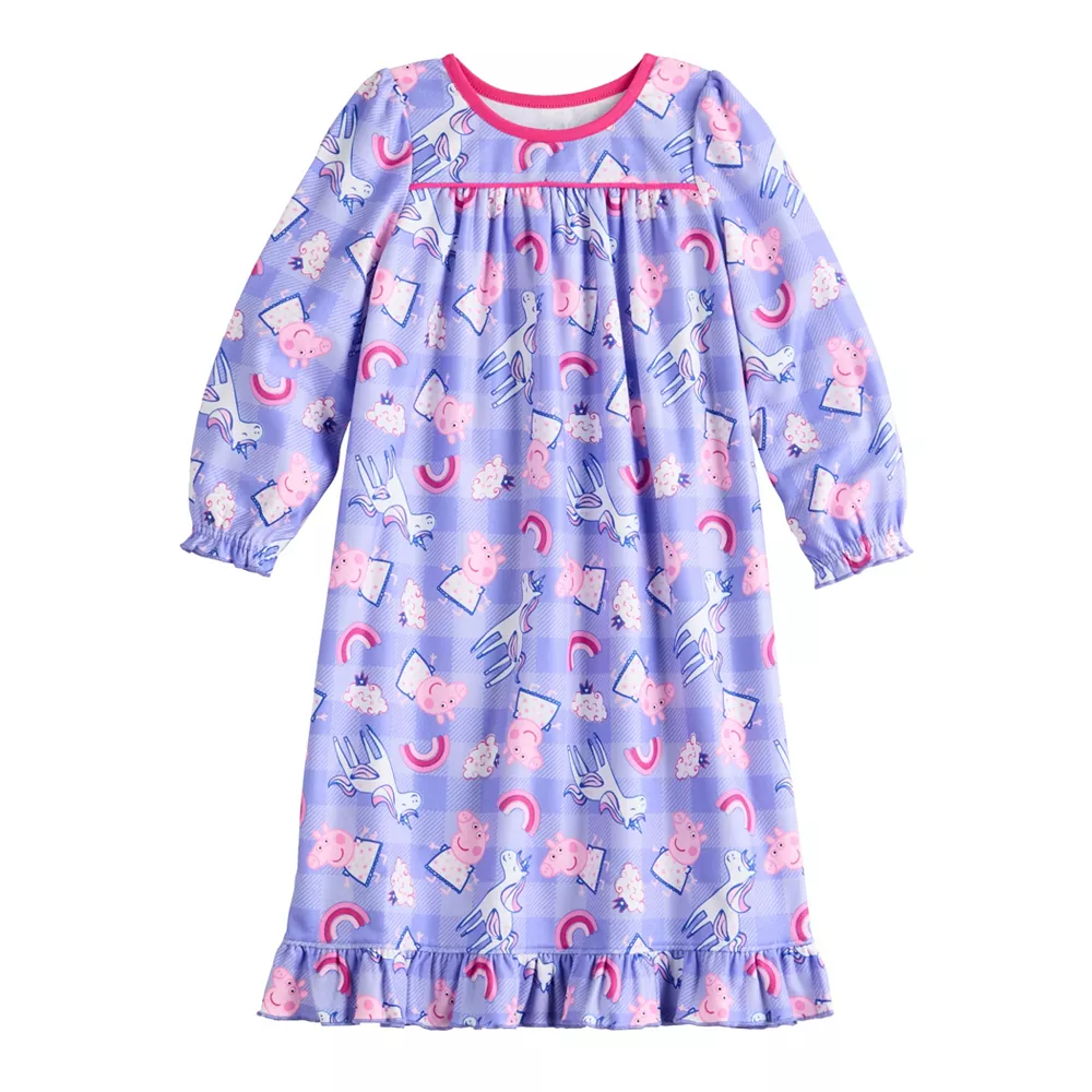 Toddler Girl Peppa Pig Allover Print Ruffle Hem Nightgown - Size: 2T 1 Toddler Girl Peppa Pig Allover Print Ruffle Hem Nightgown - Size: 2T