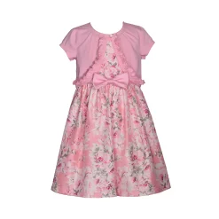 Toddler Girl Bonnie Jean Cardigan & Shantung Dress Set