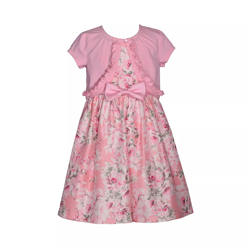 Toddler Girl Bonnie Jean Cardigan & Shantung Dress Set 1 Toddler Girl Bonnie Jean Cardigan & Shantung Dress Set